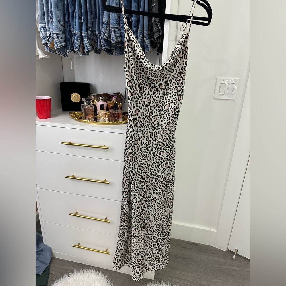 Guess cheetah print satin dress